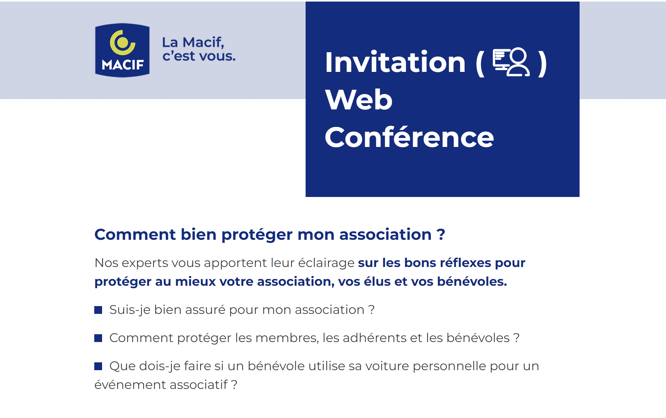 image du post 'Web Conférence "Comment bien protéger mon association ? '