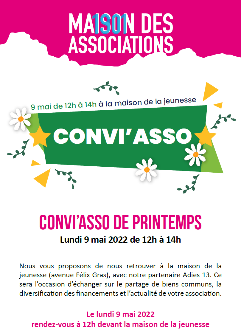 poster du post 'Convi'asso le 9 mai 2022 organisé par la MDA de Saint-Rémy-de-Provence'