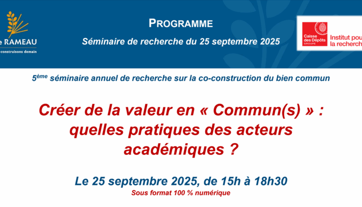 5ème séminaire de recherche – Institut pour la Recherche x Le Rameau, le 25 septembre