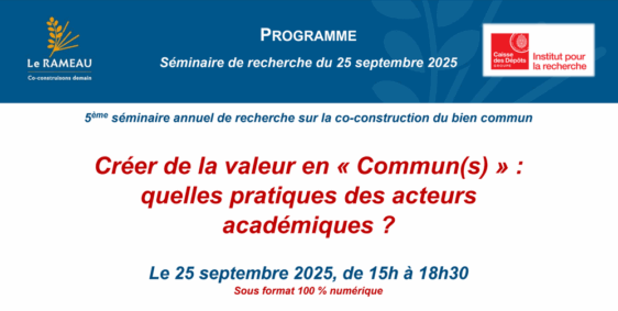 5ème séminaire de recherche – Institut pour la Recherche x Le Rameau, le 25 septembre